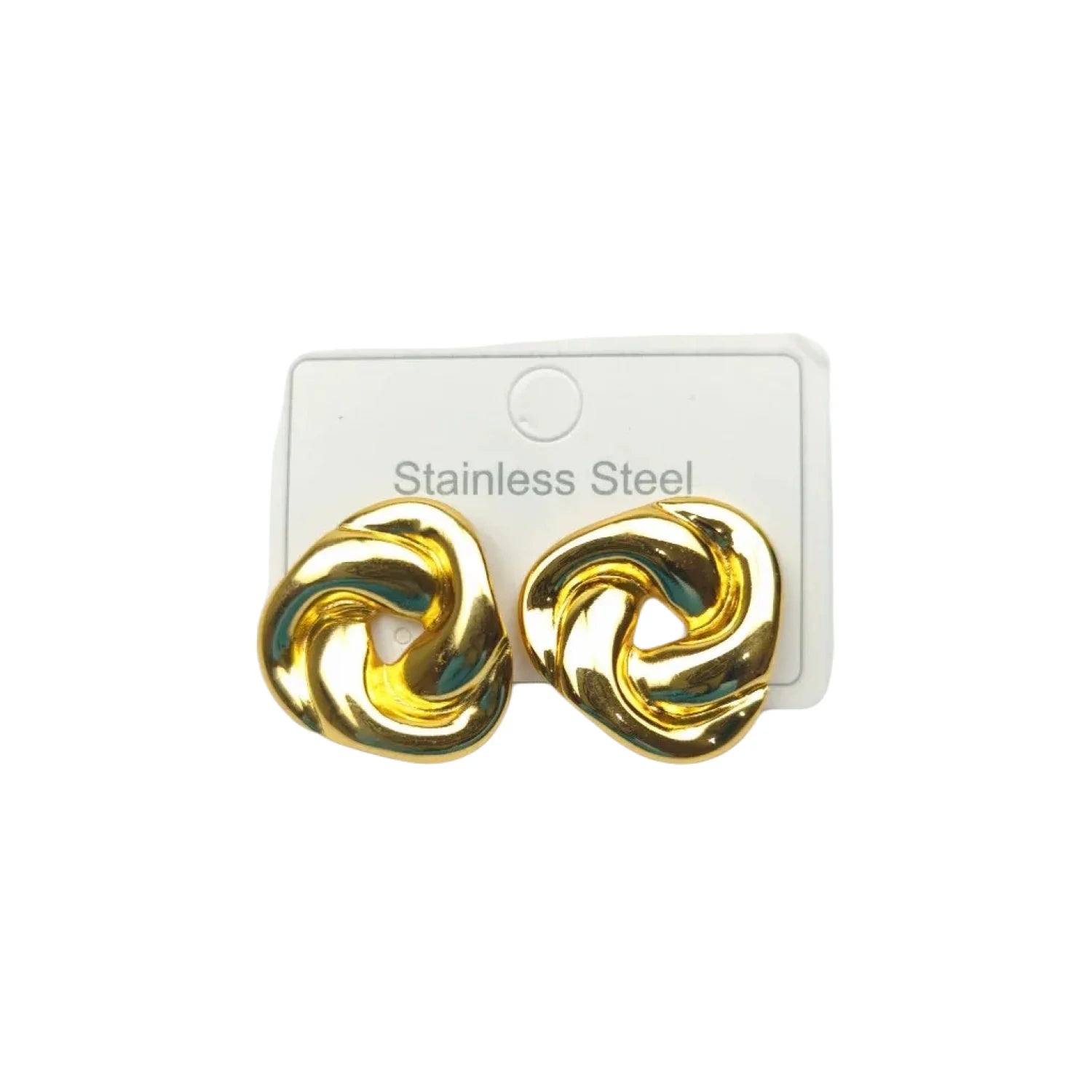 Gold-tone stainless steel chunky knot stud earrings - Stile Donna Bags