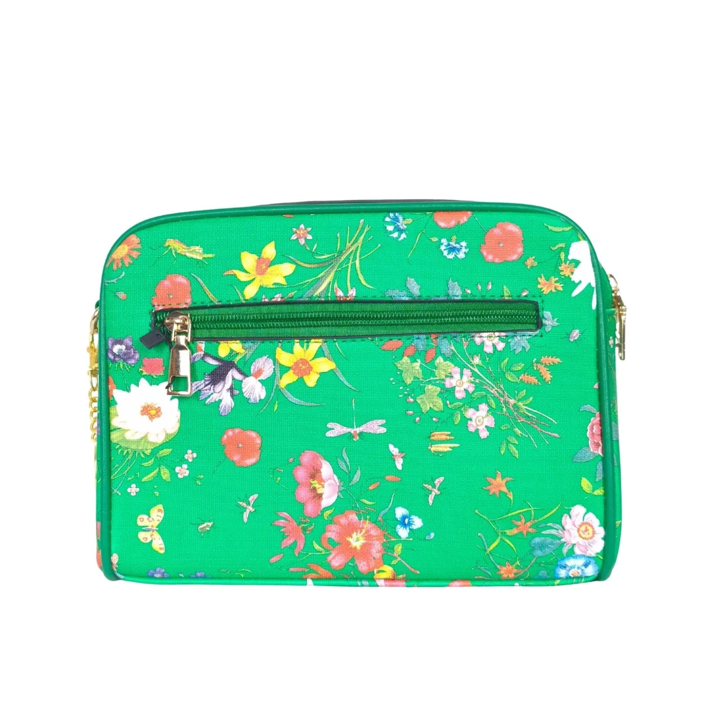 Green Flower Print crossbody bag - MS-1756 - borsa tracolla motivo