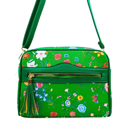 Green Flower Print crossbody bag - MS-1756 - borsa tracolla verde