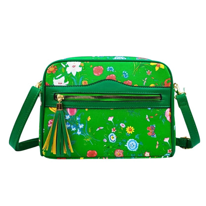 Green Flower Print crossbody bag - MS-1756 - borsa tracolla verde