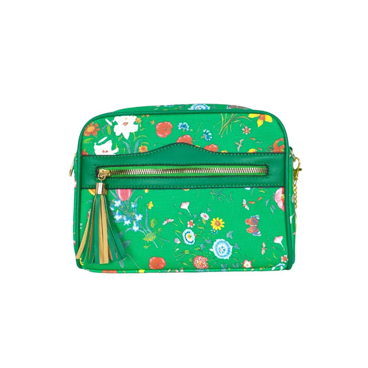 Green Flower Print crossbody bag - MS-1756 - borsa tracolla verde