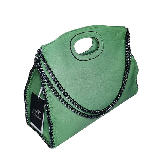 Green Leather Tote Bag MS-2550 - Stile Donna Bags