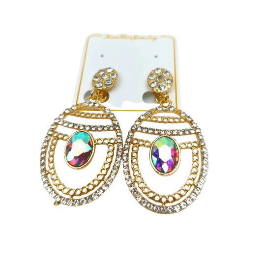 Iridescent Rhinestone Gold-Tone Dangle Earrings - Stile Donna Bags