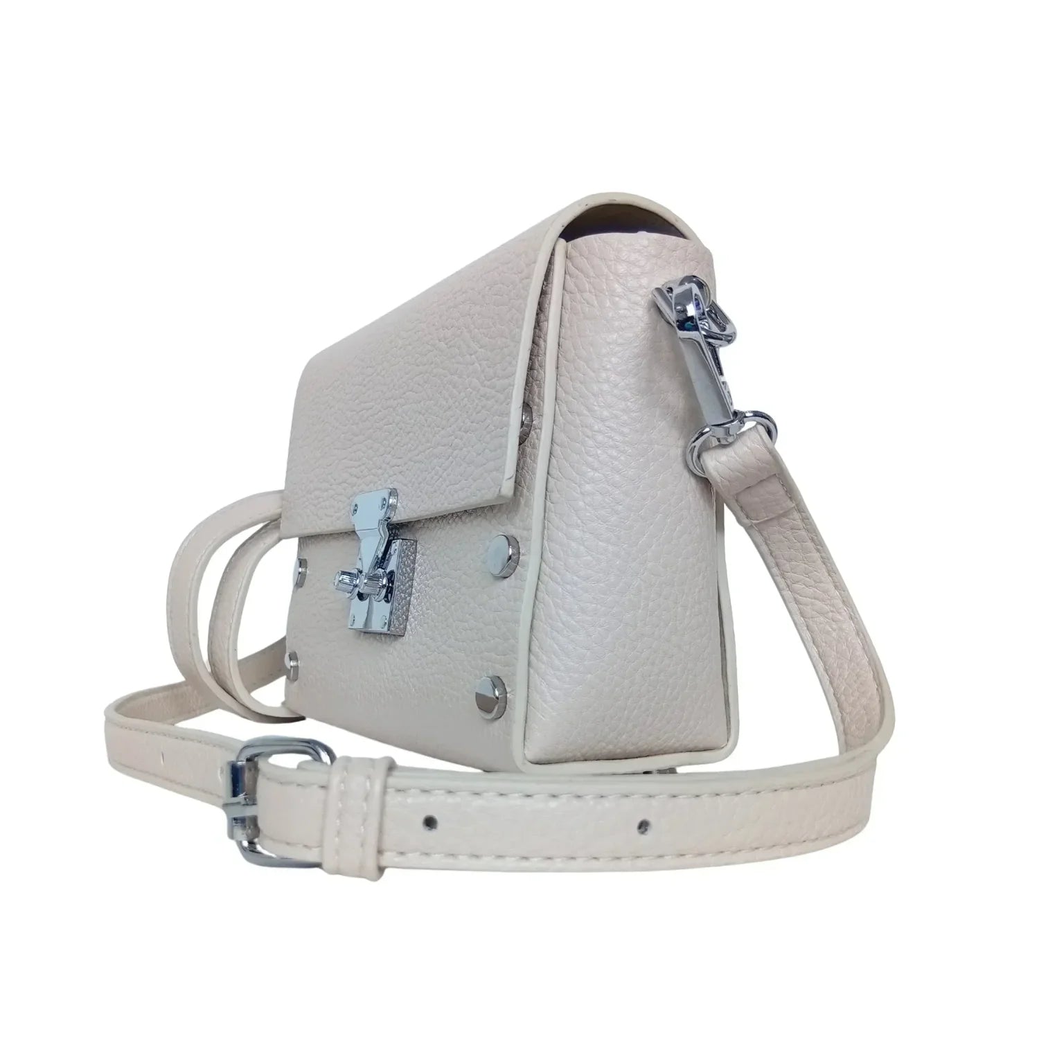 Leather Crossbody Clutch with Silver-Tone Hardware MS-1907 - Stile Donna Bags