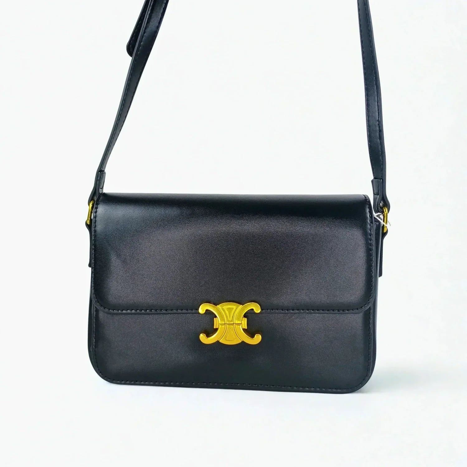 Leather Flap Bag with Gold Hardware - MS-8899 - Stile Donna Bags