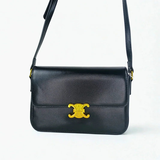 Leather Flap Bag with Gold Hardware - MS-8899 - Stile Donna Bags
