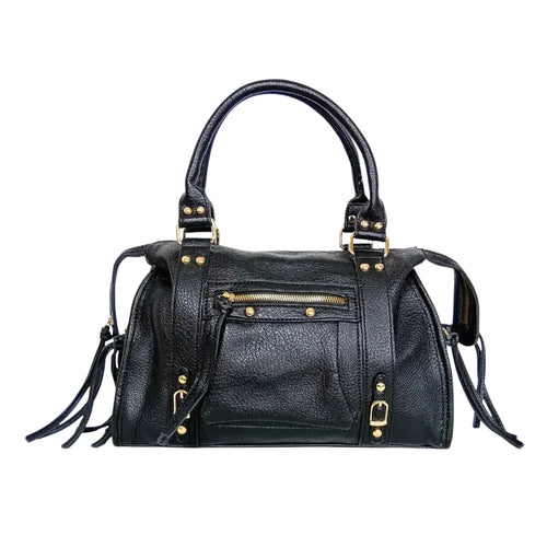 Leather handbag with gold-toned hardware MS-2202 - Stile Donna Bags