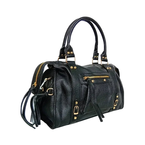 Leather handbag with gold-toned hardware MS-2202 - Stile Donna Bags