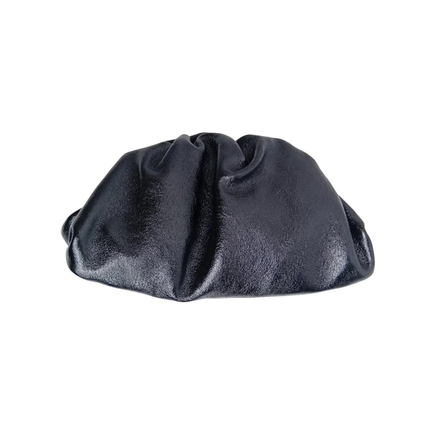 Metallic silver ruched clutch bag with gold chain MS-8799 - Stile Donna Bags