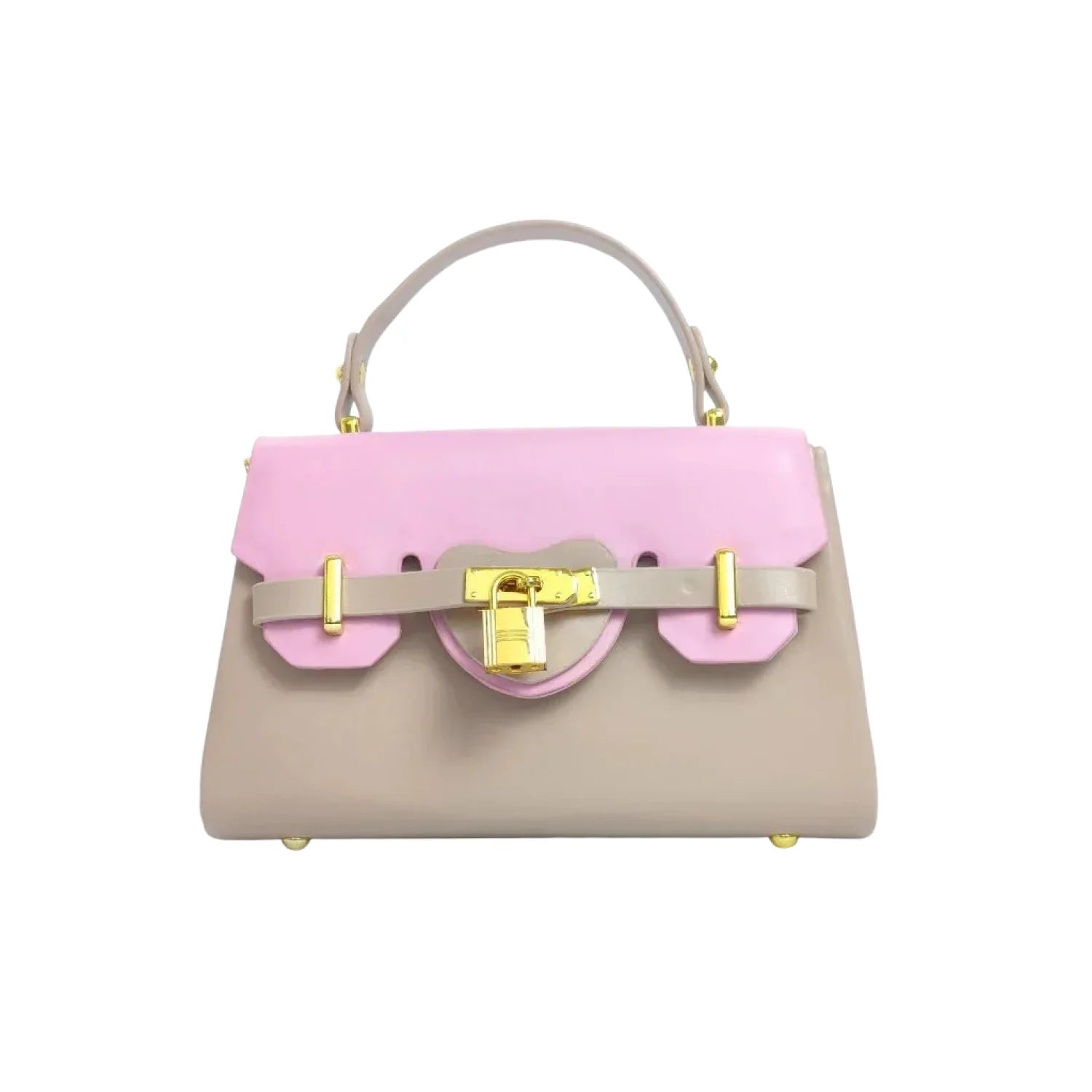 Mini Crossbody Bag with Top Handle and Gold Lock - Stile Donna Bags