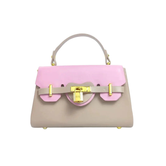 Mini Crossbody Bag with Top Handle and Gold Lock - Stile Donna Bags