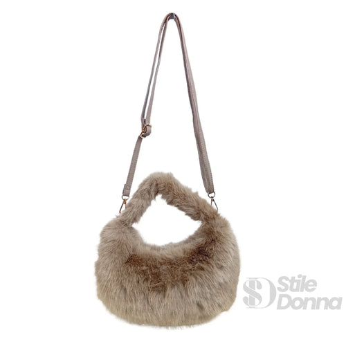 Mini hobo in pelliccia sintetica - borsa finta