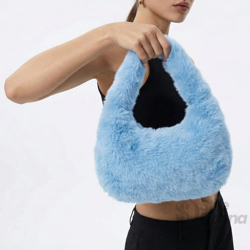 Mini hobo in pelliccia sintetica - borsa tracolla finta