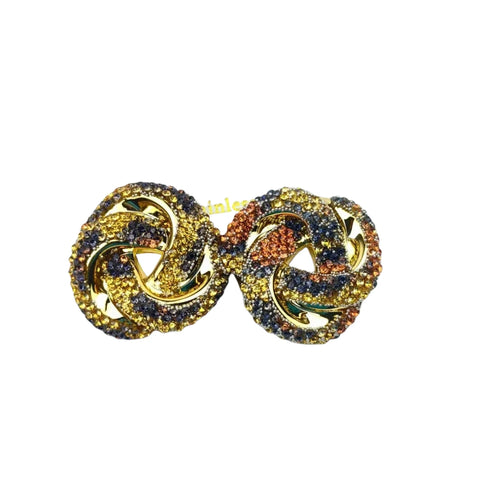 Multicolor Pavé Knot Stud Earrings in Gold-Tone Stainless Steel - Stile Donna Bags