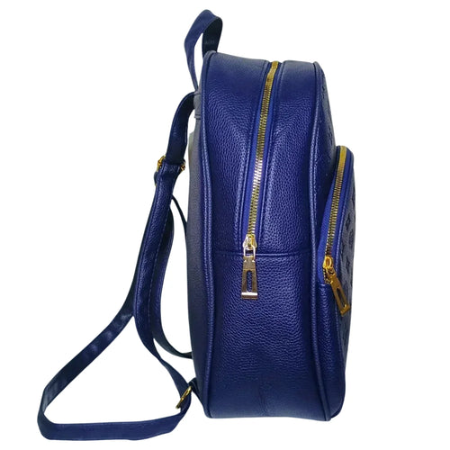 Navy Blue Leather Mini Backpack - MS-7254 - Stile Donna Bags
