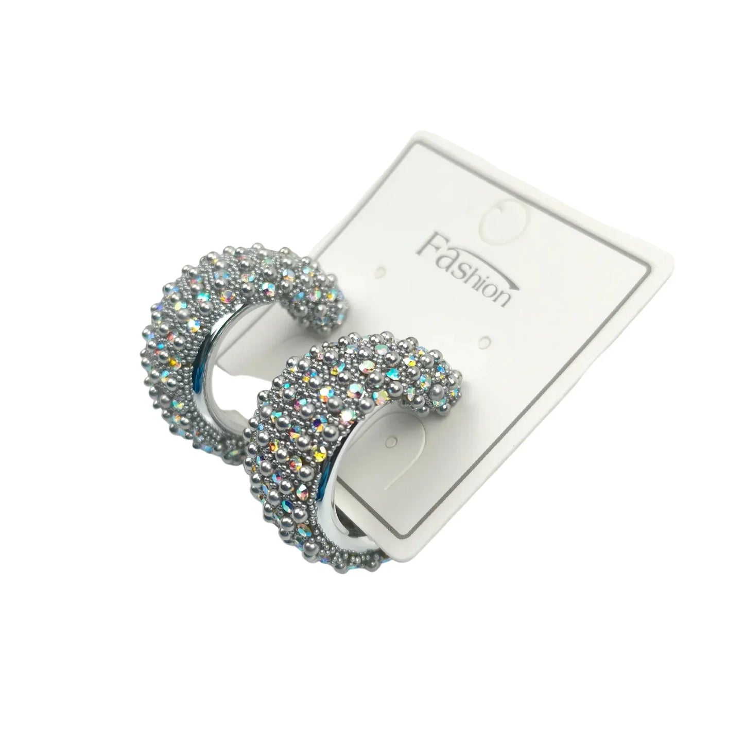 Orecchini a Cerchio Argentati con Cristalli per Everyday Style - orecchini cerchio d’argento