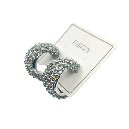 Orecchini a Cerchio Argentati con Cristalli per Everyday Style - orecchini cerchio d’argento