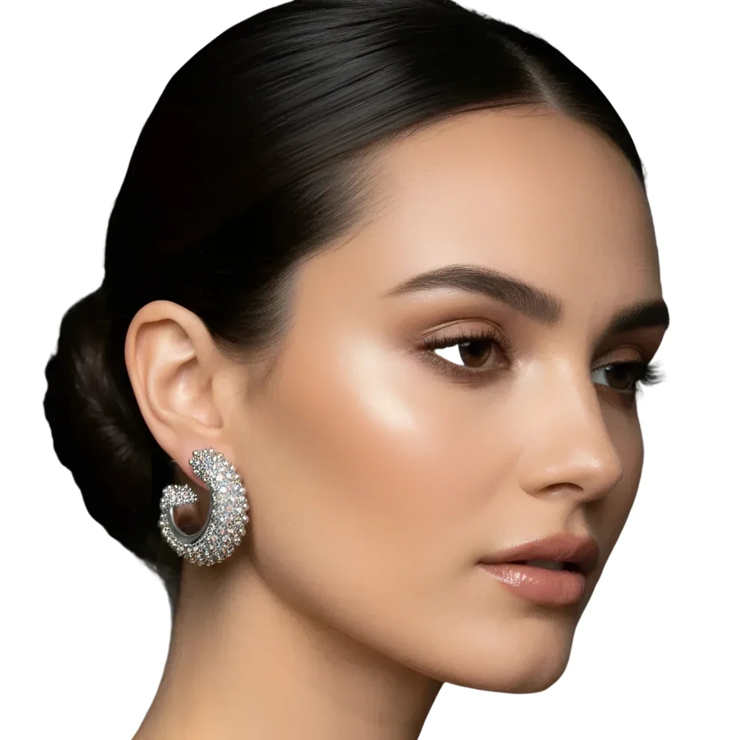 Orecchini a Cerchio Argentati con Cristalli per Everyday Style - orecchini cerchio argento