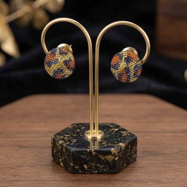 Orecchini a Lobo Rotondi con Cristalli Incastonati - coppia orecchini stud