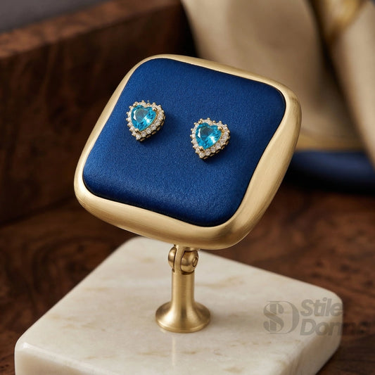 Orecchini a Perno Azure Heart Halo - paio orecchini forma