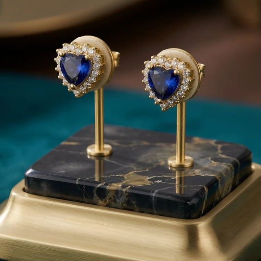 Orecchini a Perno Azure Heart Halo - pendenti forma cuore