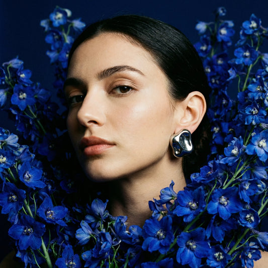 Orecchini a Perno Fluid Wave Argento Lucido - orecchino clip l’orecchio