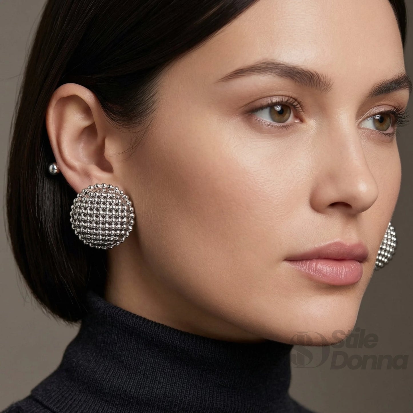 Orecchini a Perno Tondi con Texture Argentata - pendenti cerchio argento