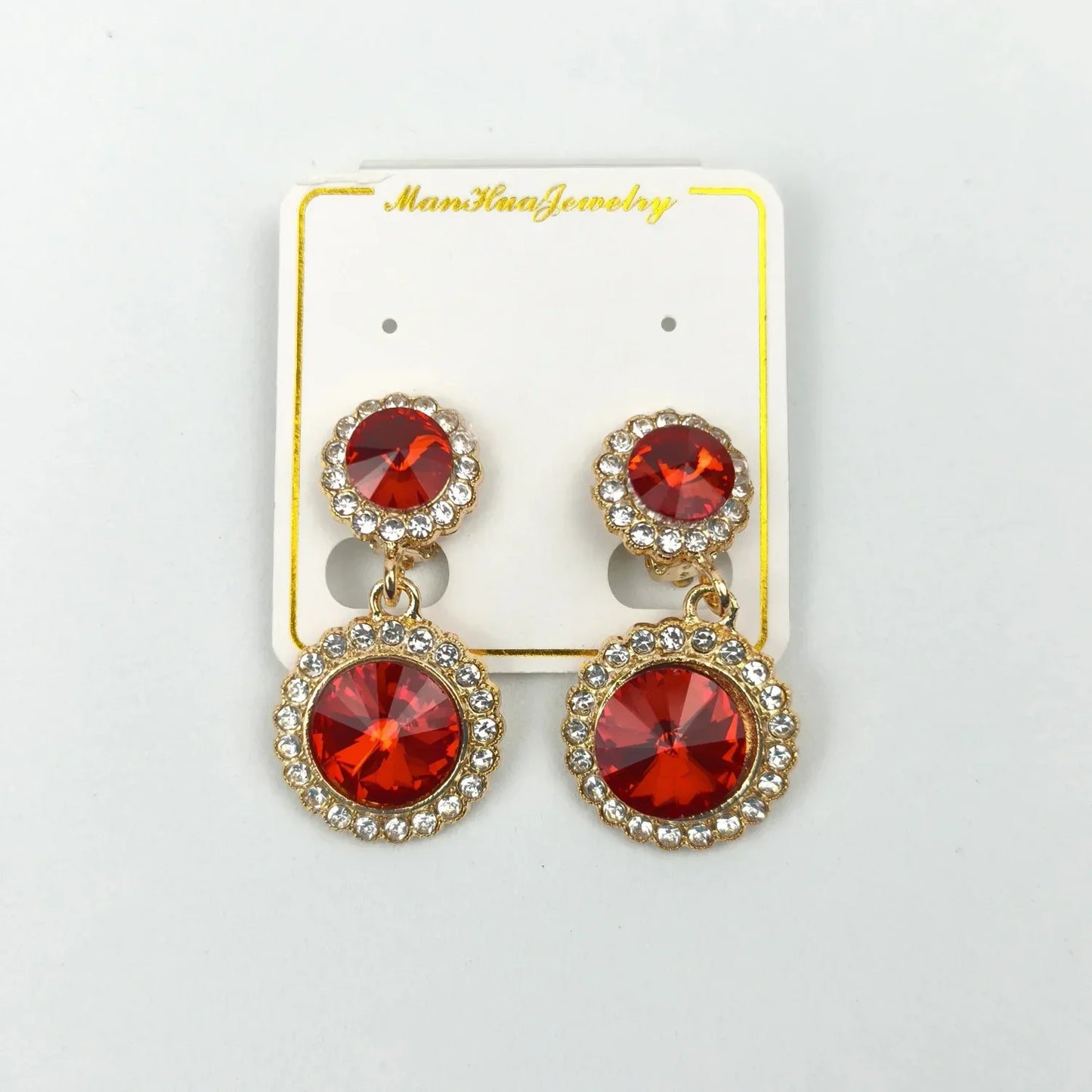 Orecchini Pendenti a Goccia Rotondi con Cristalli - paio orecchini goccia