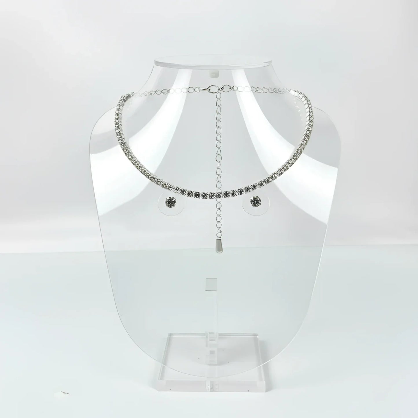 Parure Collana in Oro e Orecchini a Lobo con Pietre Rotonde - collana choker d’argento