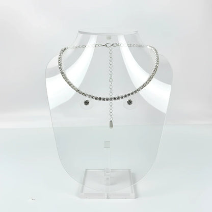 Parure Collana in Oro e Orecchini a Lobo con Pietre Rotonde - collana choker d’argento