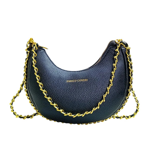 Pink Shoulder Bag with gold color chain strap MS-8824 - Stile Donna Bags