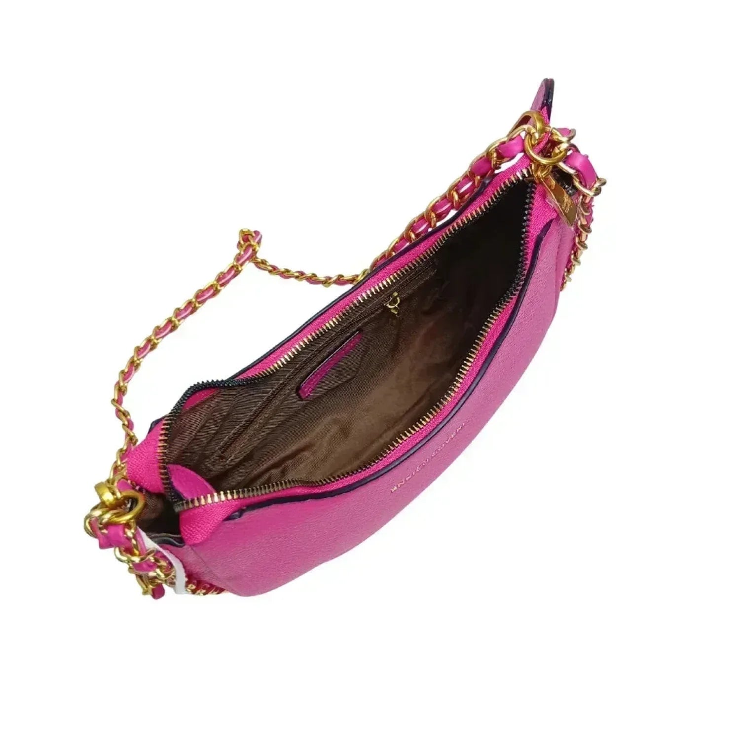 Pink Shoulder Bag with gold color chain strap MS-8824 - Stile Donna Bags