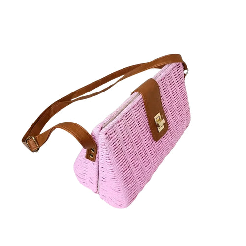 Pink Woven Shoulder Bag - MS-525 - Stile Donna Bags