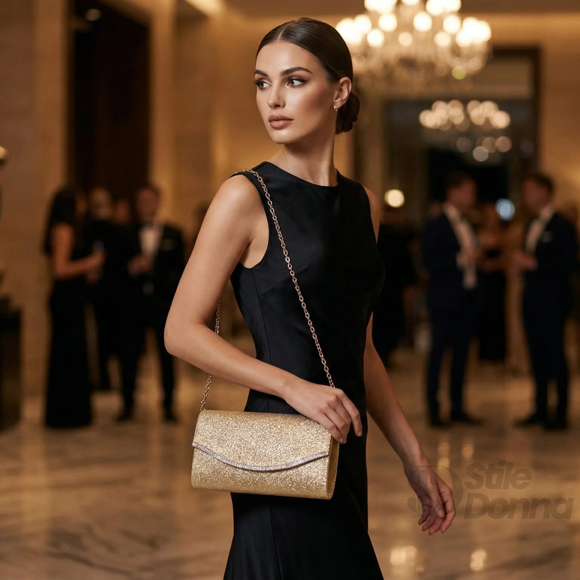 pochette-busta-di-strass-scintillante-clutch-glitter-dorato-301 - Stile Donna Bags