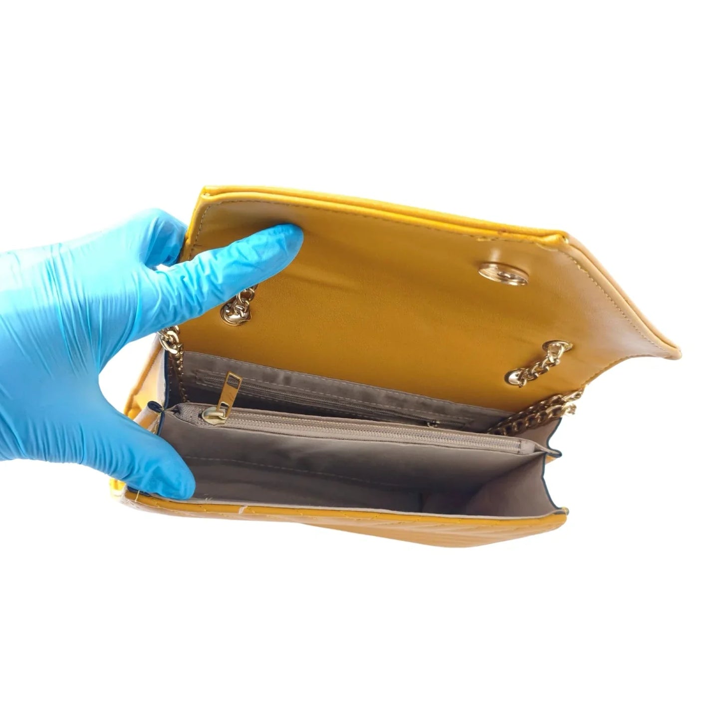 Pochette Giallo Senape Elegante con Tracolla a Catena - borsa tracolla pelle