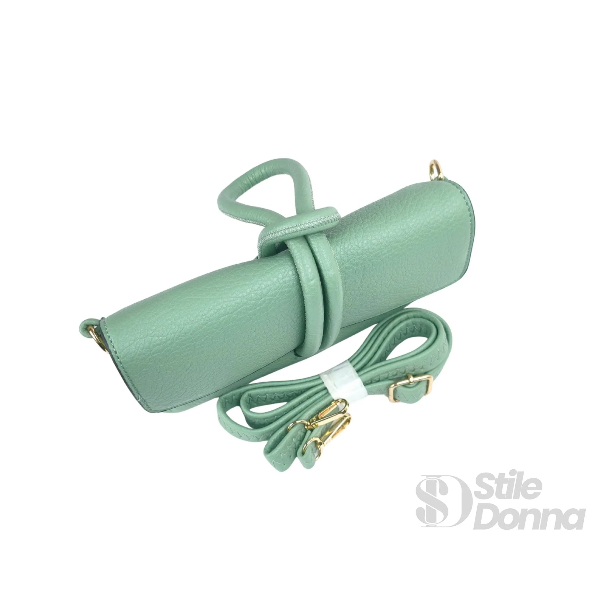 Clutch Bag in Pelle Verde Menta da Donna - borsa tracolla chiusura