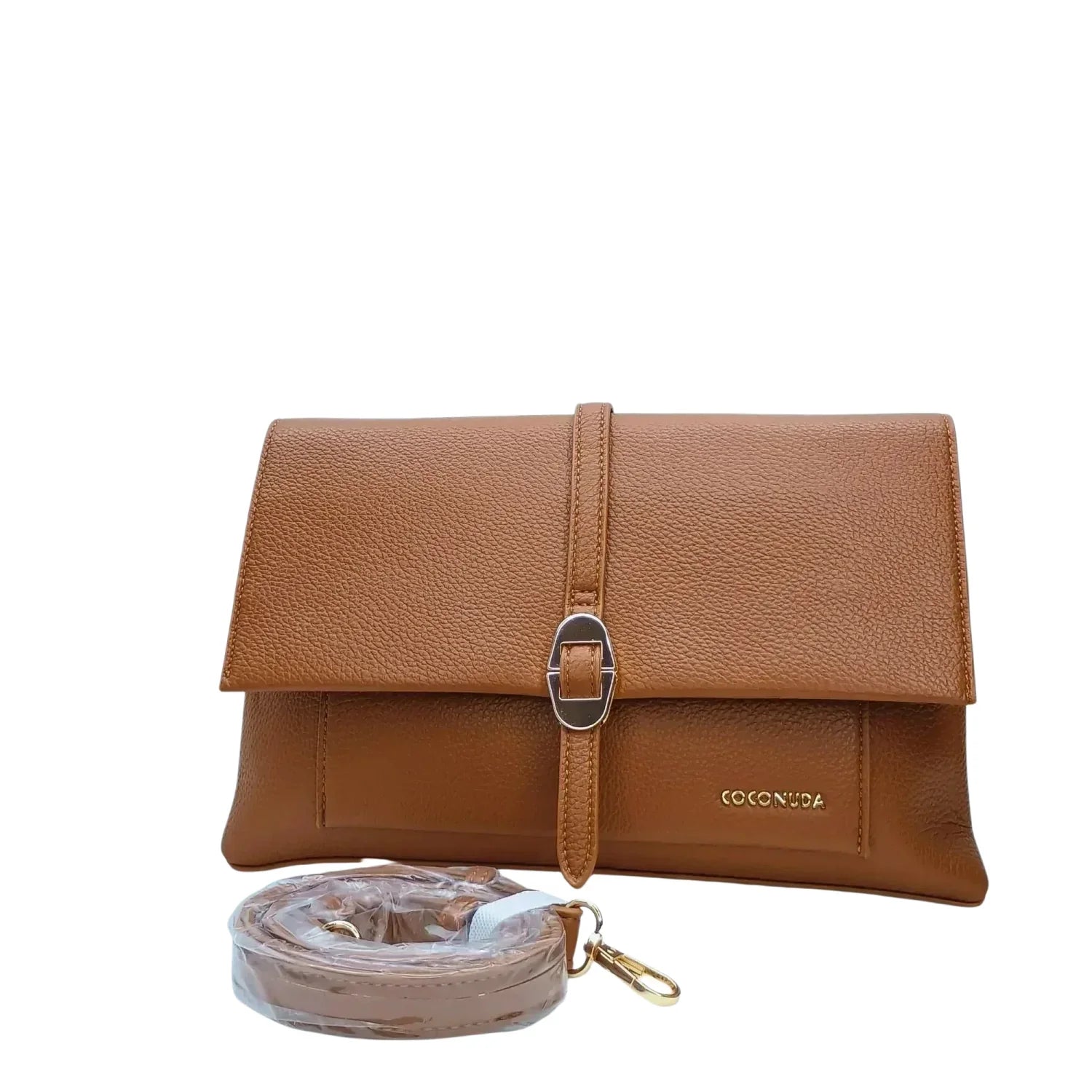 Pochette Marrone in Pelle Finta con Finitura Ricca MS-9730 - clutch pelle marrone