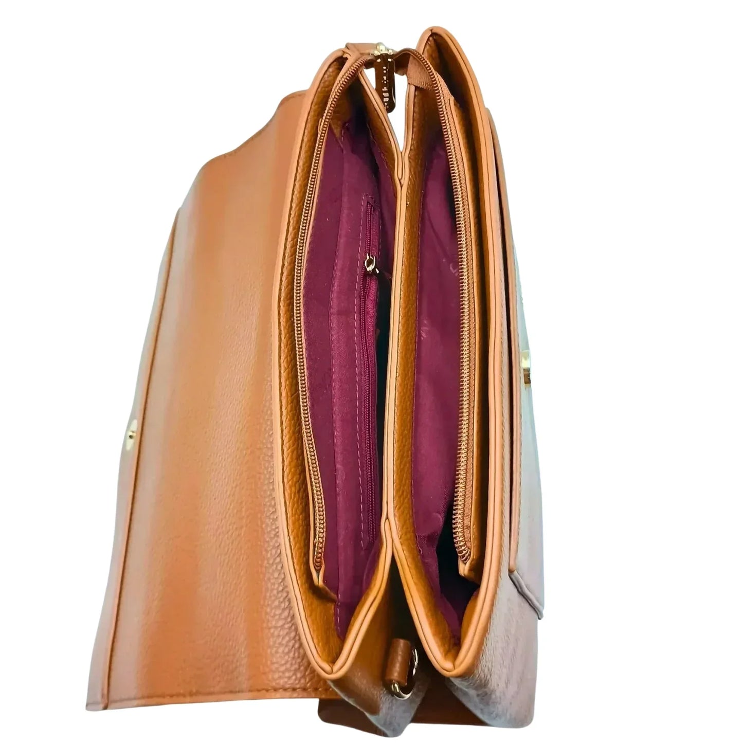 Pochette Marrone in Pelle Finta con Finitura Ricca MS-9730 - borsa tracolla pelle