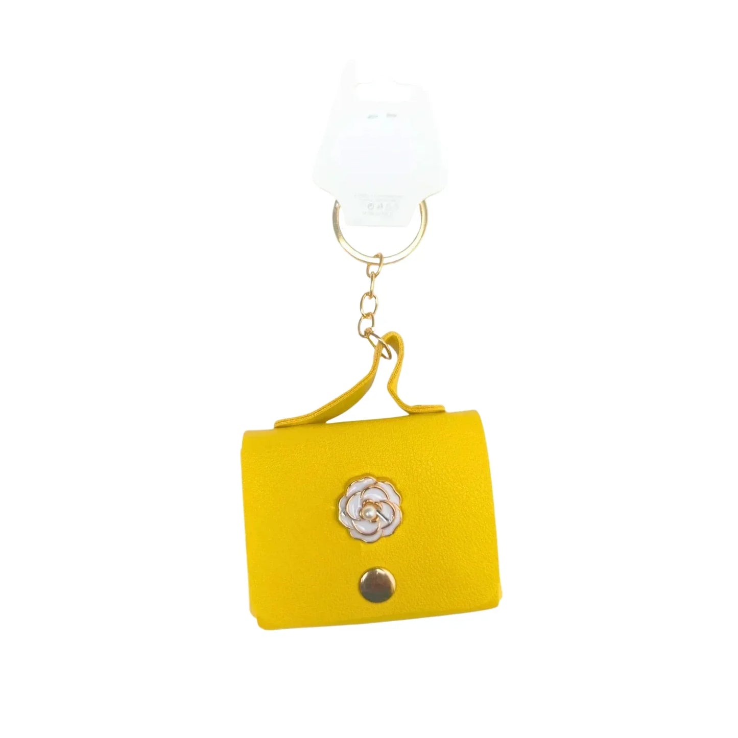 Portachiavi Mini Portamonete in Finta Pelle Floreale - portachiavi borsa mini