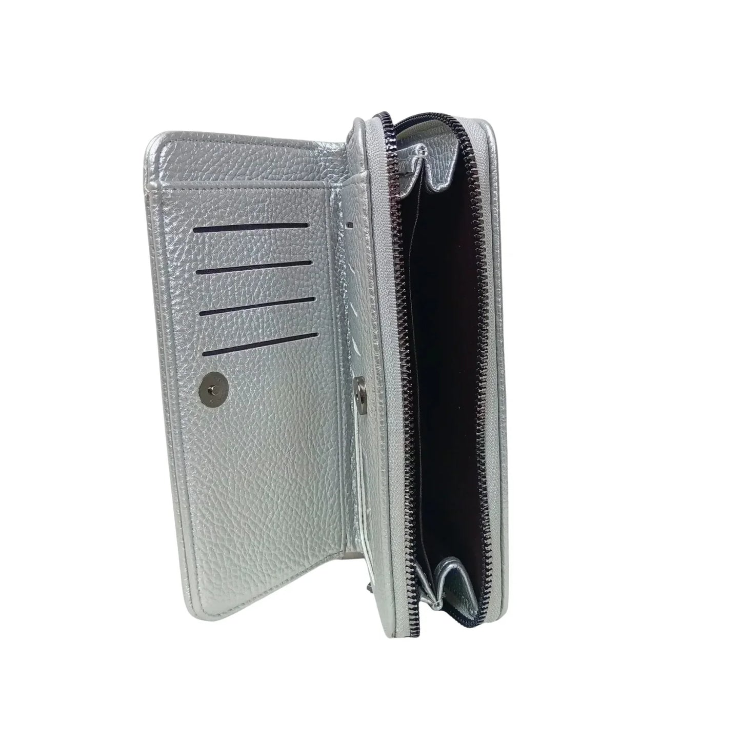 Portafoglio Victoria J in Pelle PU Premium Argento - portafoglio testurizzato argento