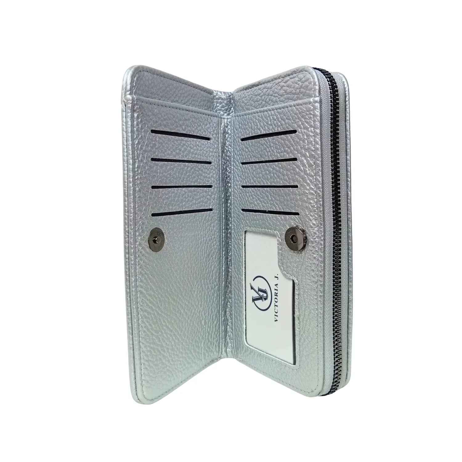Portafoglio Victoria J in Pelle PU Premium Argento - portafoglio testurizzato argento