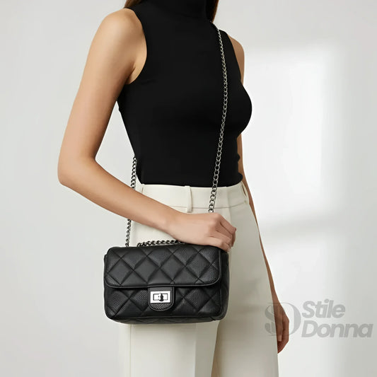 Pouch Clutch Bag in Ecopelle con Catena - borsa tracolla pelle