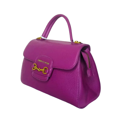 Purple Leather Satchel Bag - MS-0430 - Stile Donna Bags
