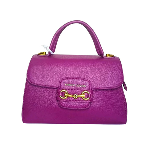 Purple Leather Satchel Bag - MS-0430 - Stile Donna Bags
