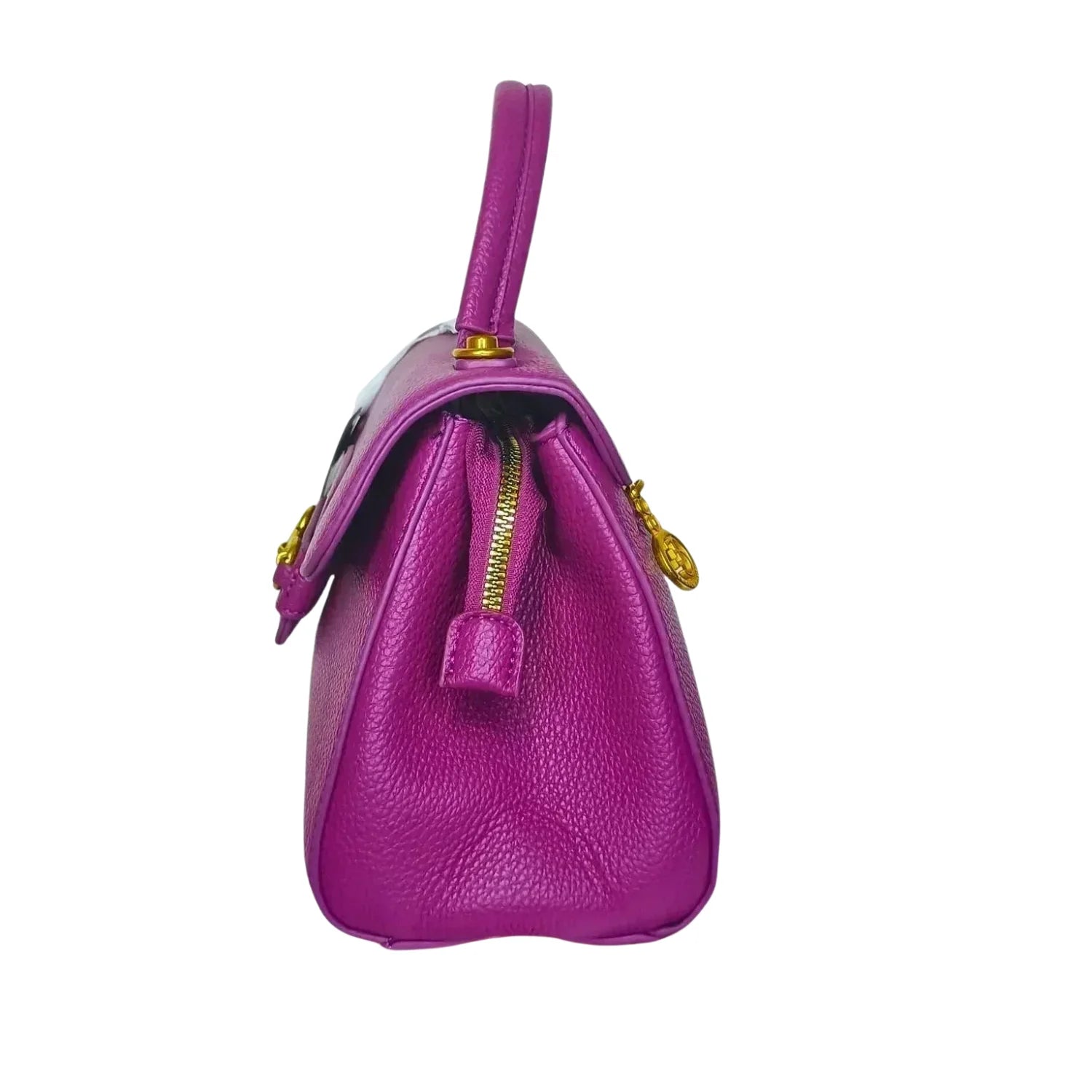 Purple Leather Satchel Bag - MS-0430 - Stile Donna Bags