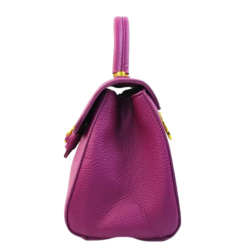 Purple Leather Satchel Bag - MS-0430 - Stile Donna Bags