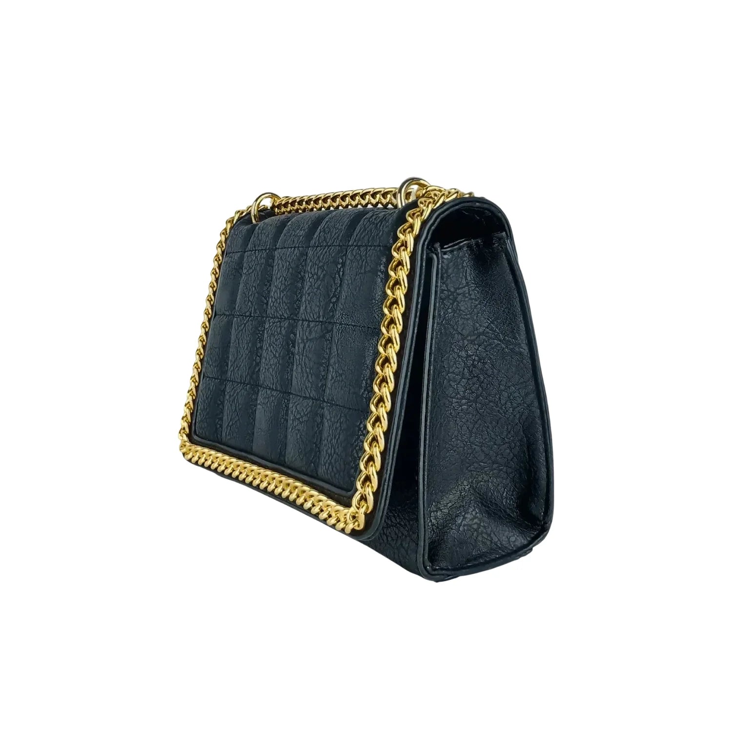 Quilted Black Faux Leather Crossbody - Bag MS-8891 - Stile Donna Bags