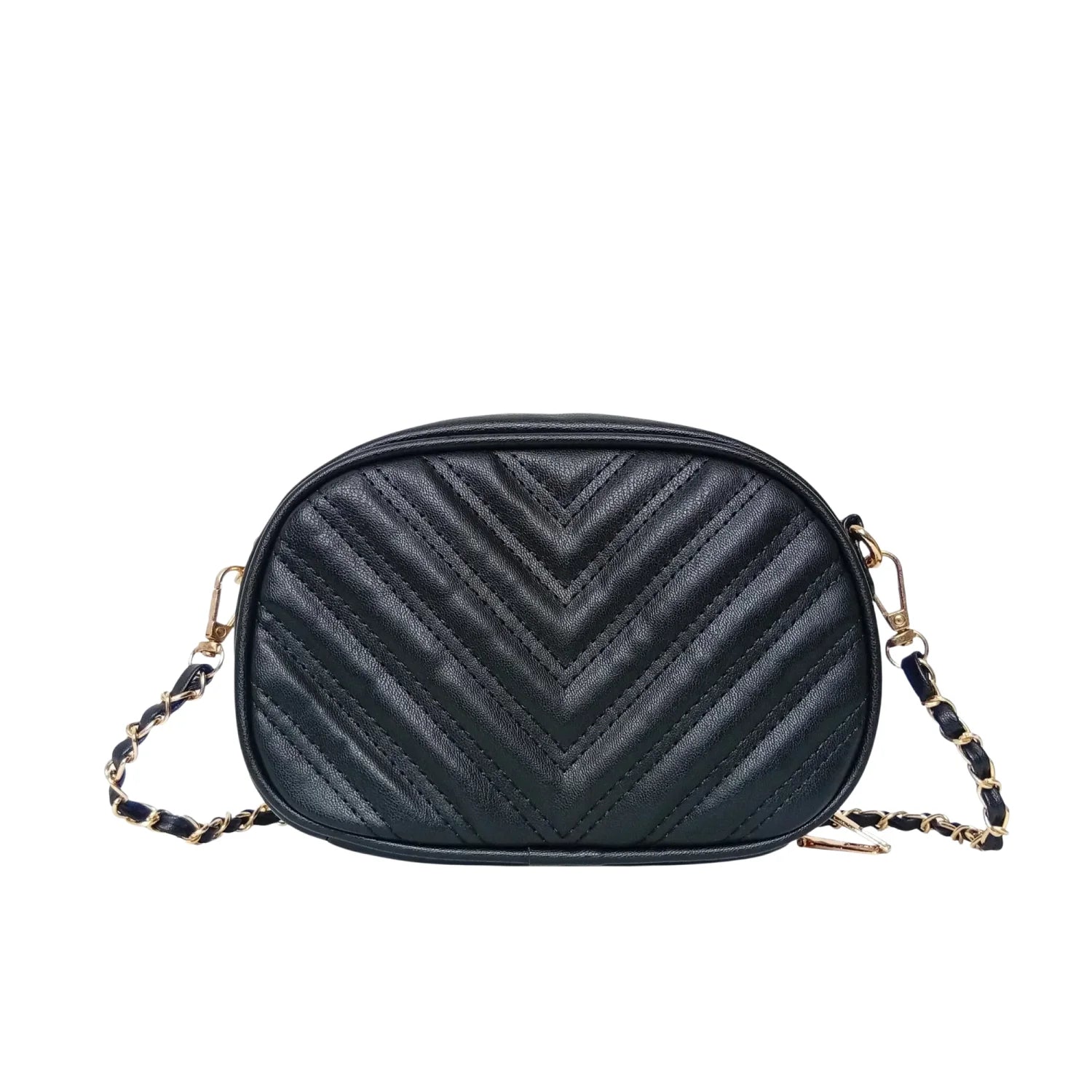 Quilted oval crossbody bag - V-stitched pattern MS-5941 - Stile Donna Bags