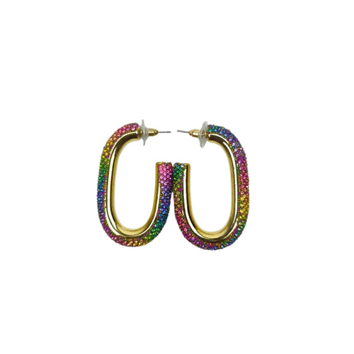 Rainbow Crystal U-Hoop Earring – Gold Statement Piece - Stile Donna Bags