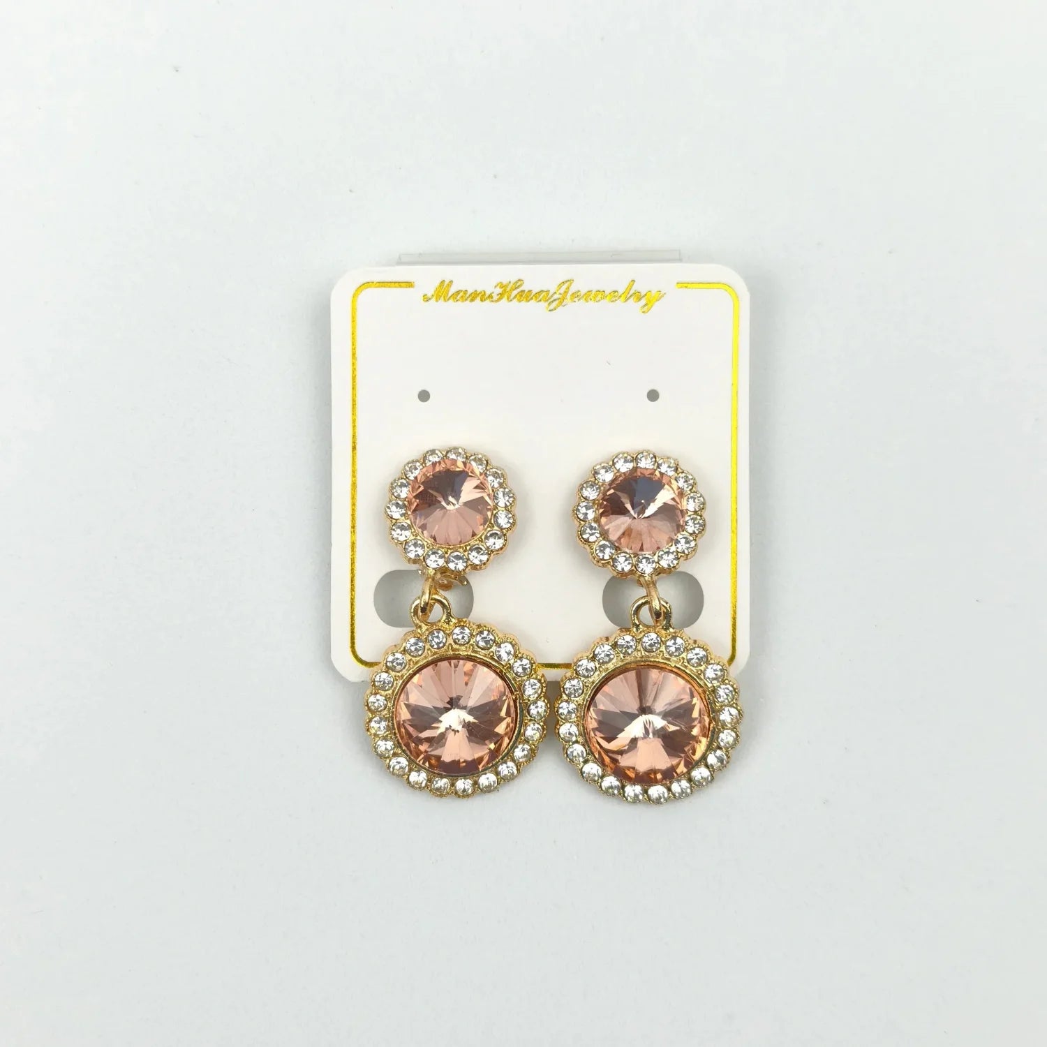 Round Drop earrings gold-tone crystals set - Stile Donna Bags